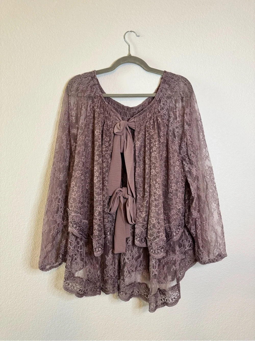 Free People Goldie Knit Top - Plum Dust Size Medium Lace Boho